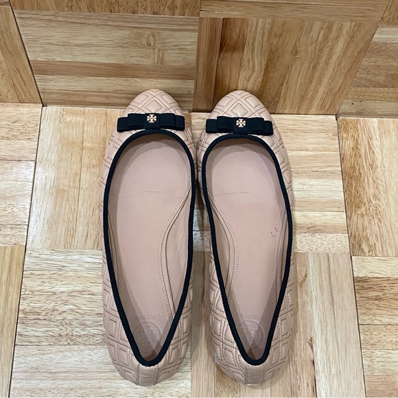 TORY BURCH Marion Quilted Ballet Flat North Nappa Gross Grain Quilt Stitch 10.5 - Picture 8 of 13
